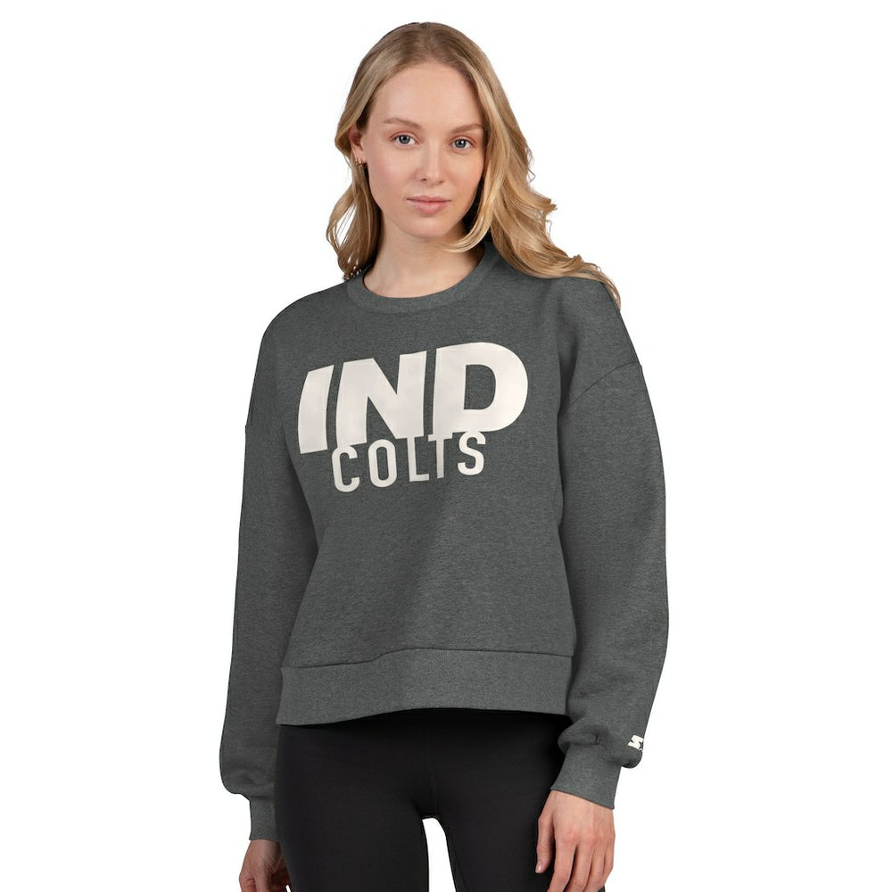 NFL Indianapolis Colts Starter Women's Show Up Cropped Fleece Pullover Sweatshirt