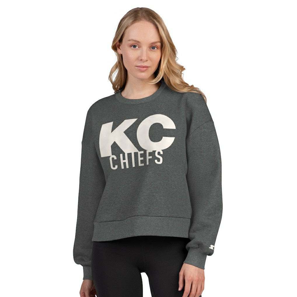 NFL Kansas City Chiefs Starter Women's Show Up Cropped Fleece Pullover Sweatshirt