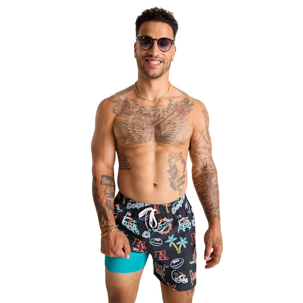 NFL Miami Dolphins Chubbies The Neon 5.5" Classic Lined Swim Trunks