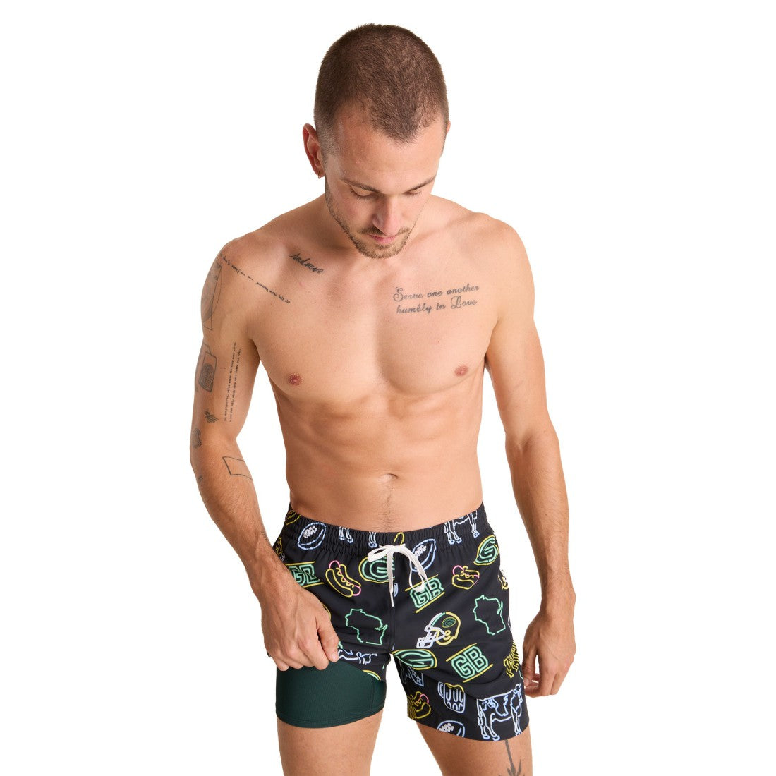 NFL Green Bay Packers Chubbies The Neon 5.5" Classic Lined Swim Trunks