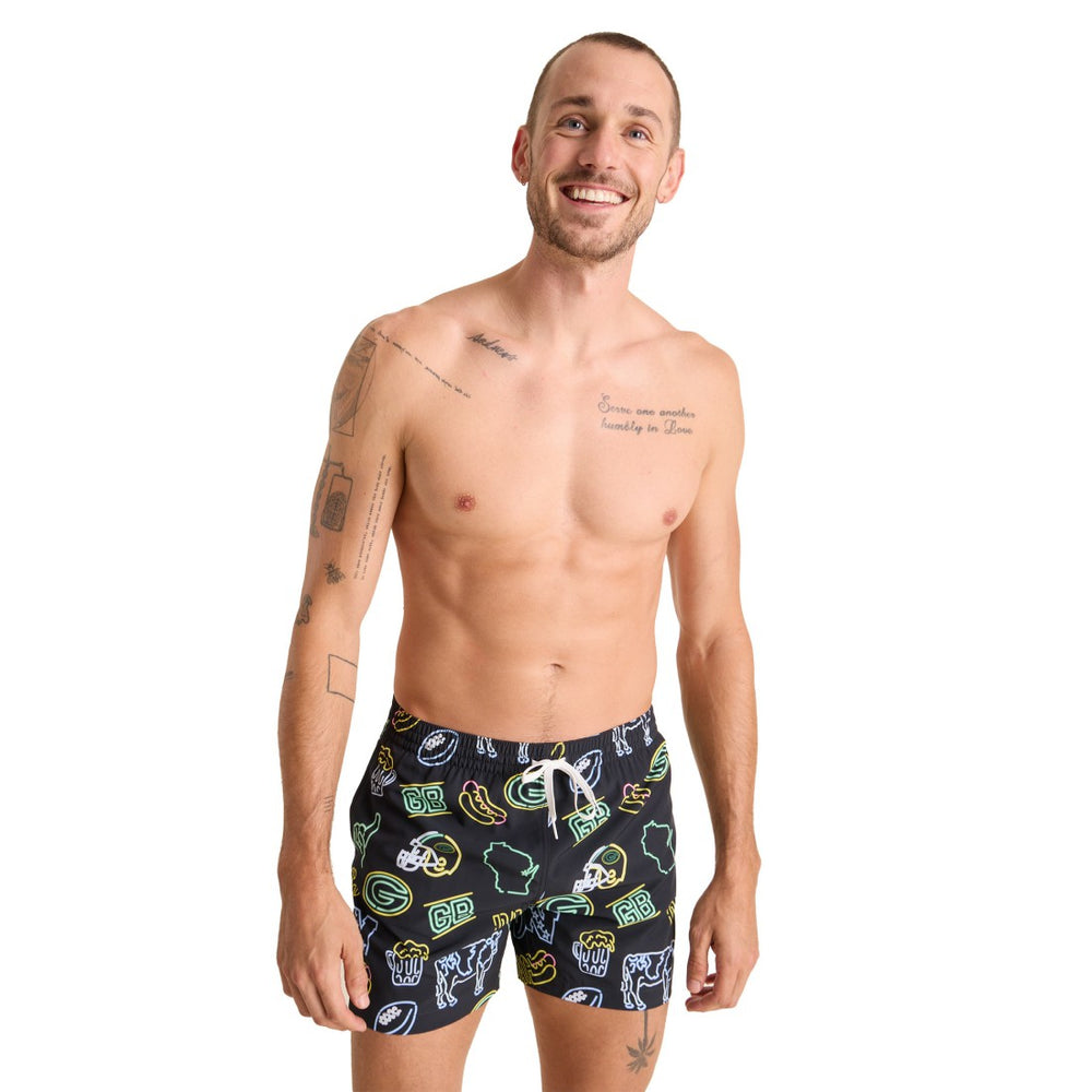 NFL Green Bay Packers Chubbies The Neon 5.5" Classic Lined Swim Trunks