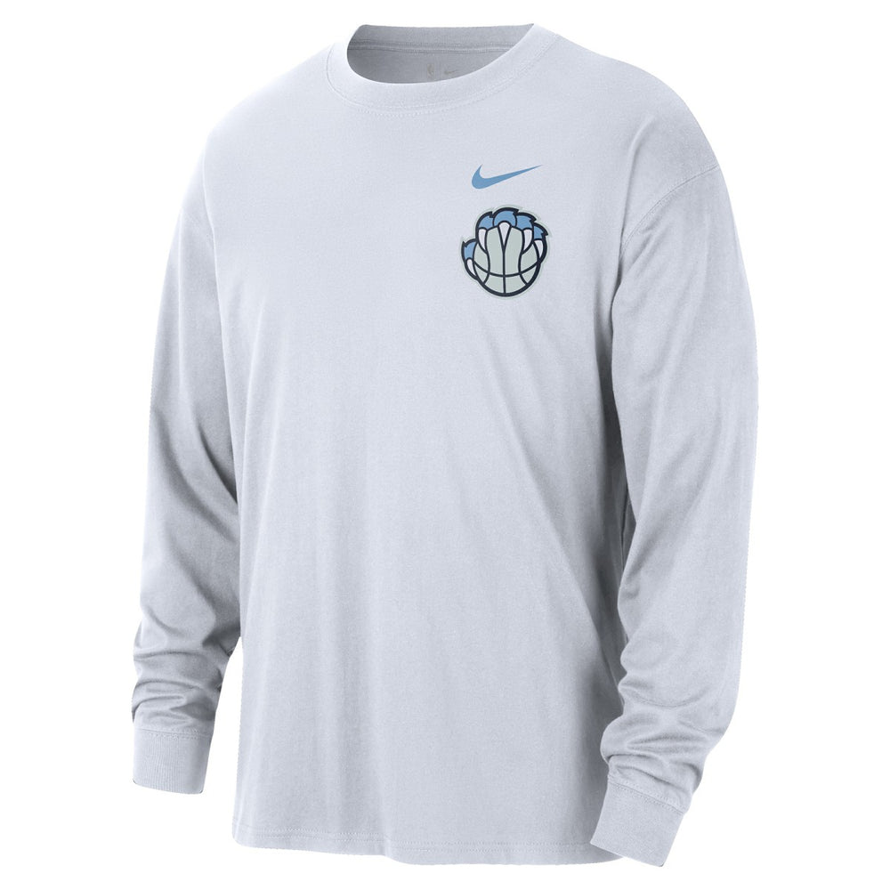 Memphis Grizzlies 2025/26 City Edition Remix Essential Logo Long Sleeve T-Shirt - White | Nike for sale