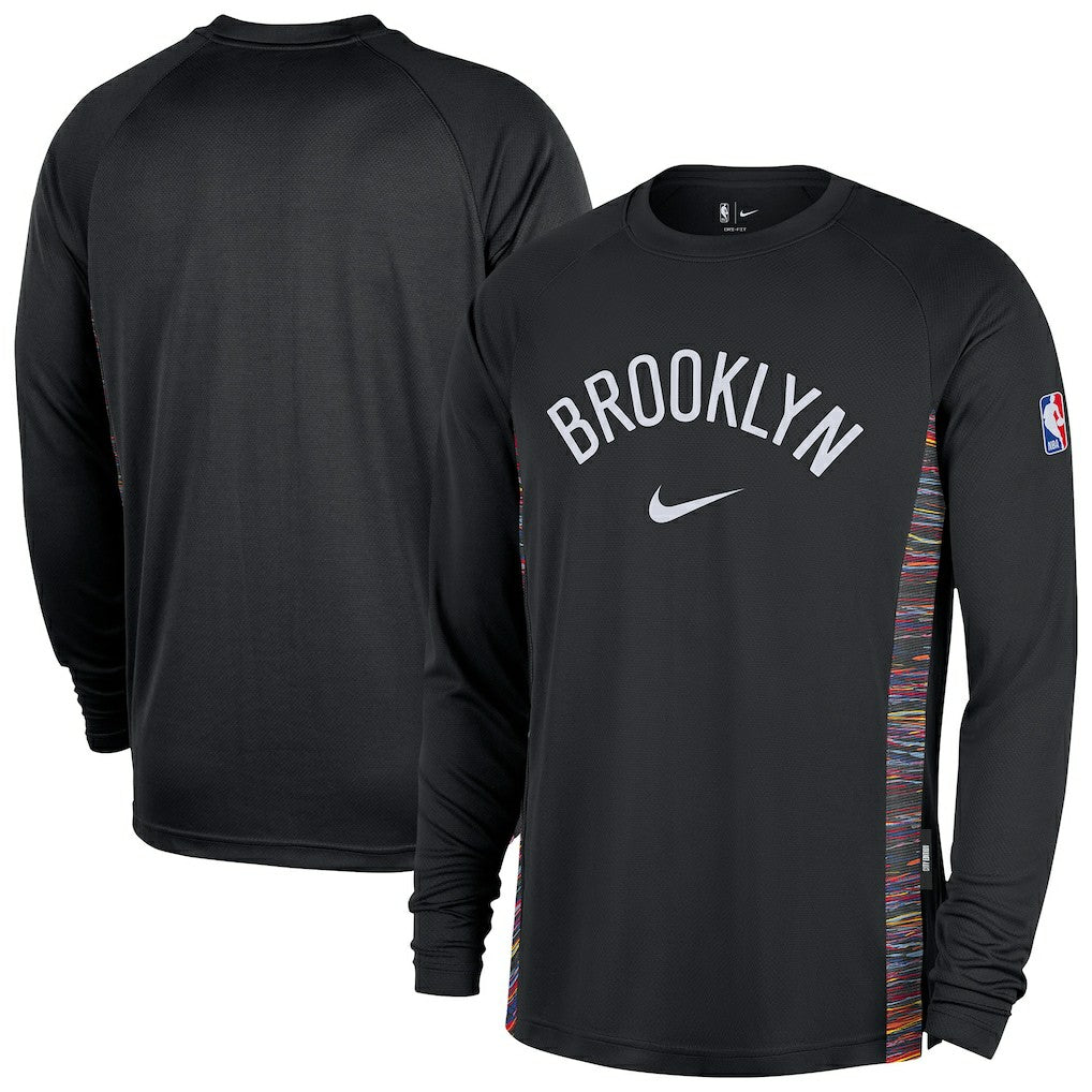 Brooklyn Nets 2025/26 City Edition Authentic Pregame Dri-FIT Long Sleeve Shooting T-Shirt - Black | Nike discount