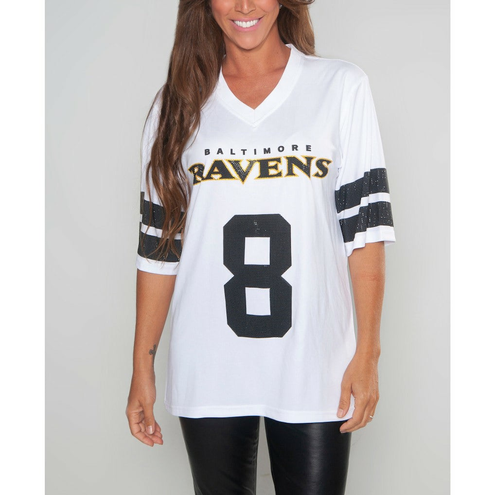NFL Baltimore Ravens Lamar Jackson  Cuce Women's Crystal V-Neck Tunic