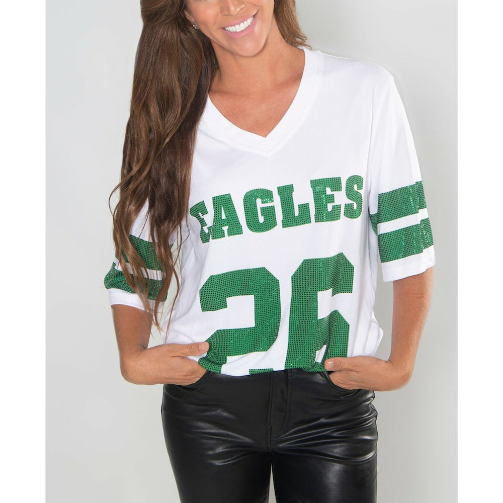 NFL Philadelphia Eagles Saquon Barkley  Cuce Women's Crystal V-Neck Tunic