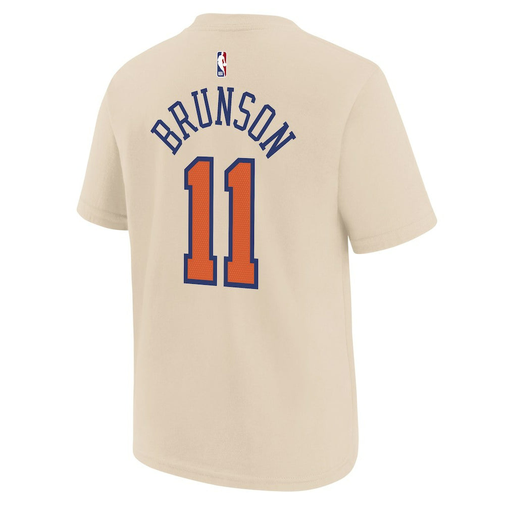Jalen Brunson New York Knicks Youth 2025/26 City Edition Name & Number T-Shirt - Cream | Nike for sale