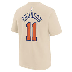 Jalen Brunson New York Knicks Youth 2025/26 City Edition Name & Number T-Shirt - Cream | Nike for sale