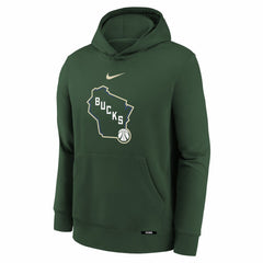 Milwaukee Bucks Youth 2025/26 City Edition Club Fleece Pullover Hoodie - Hunter Green | Nike on sale