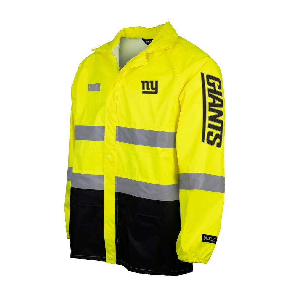 NFL New York Giants Hi-Vis Safety Waterproof Rainshell Full-Zip Hooded Jacket