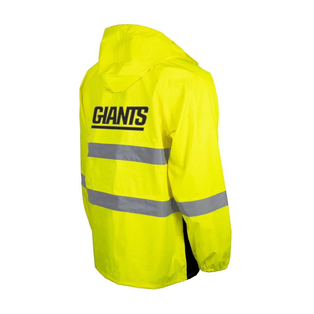 NFL New York Giants Hi-Vis Safety Waterproof Rainshell Full-Zip Hooded Jacket