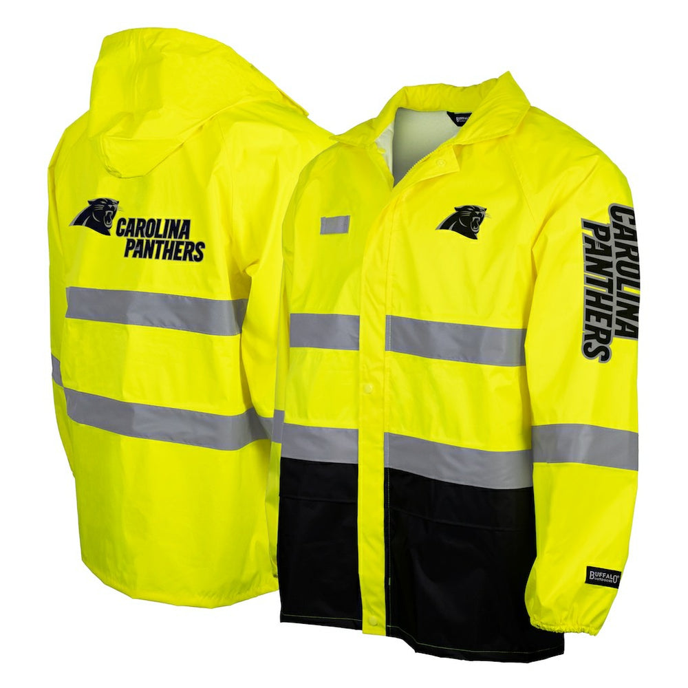 NFL Carolina Panthers Hi-Vis Safety Waterproof Rainshell Full-Zip Hooded Jacket