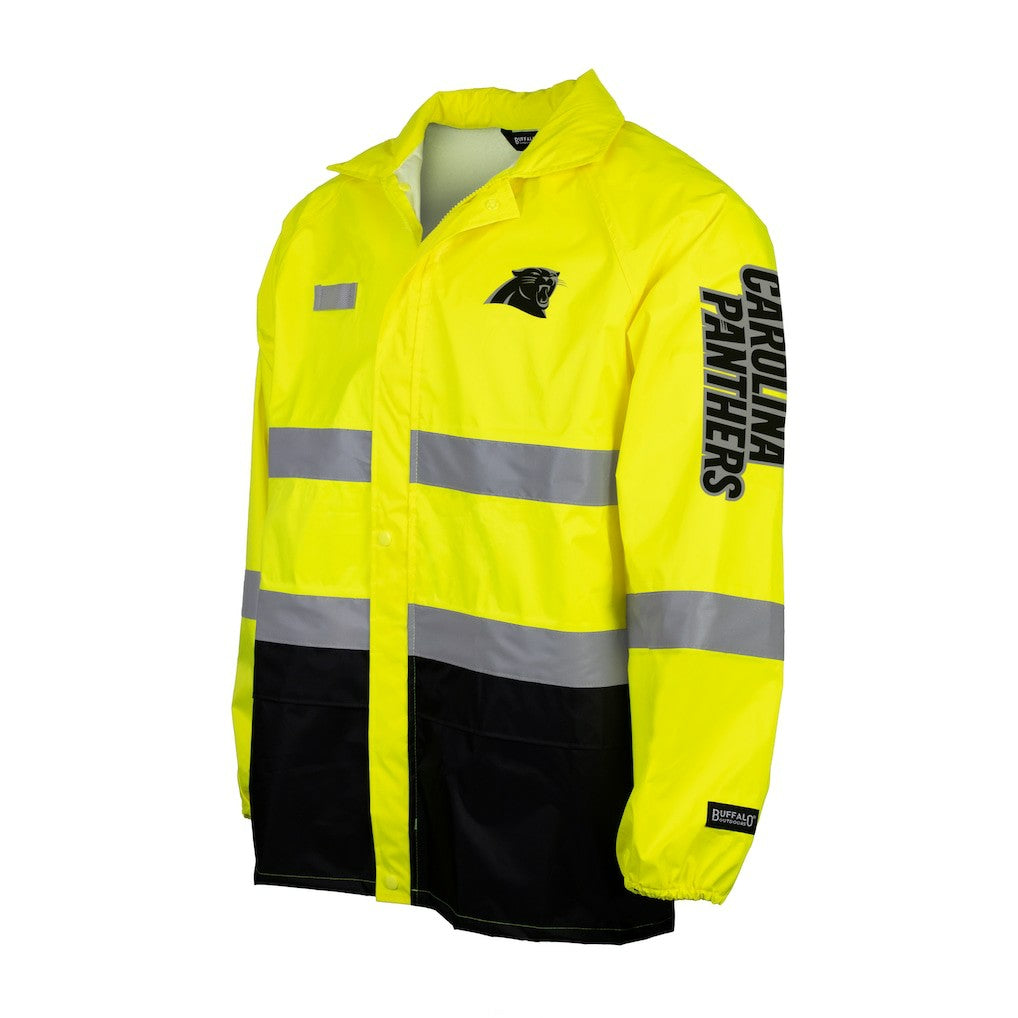 NFL Carolina Panthers Hi-Vis Safety Waterproof Rainshell Full-Zip Hooded Jacket