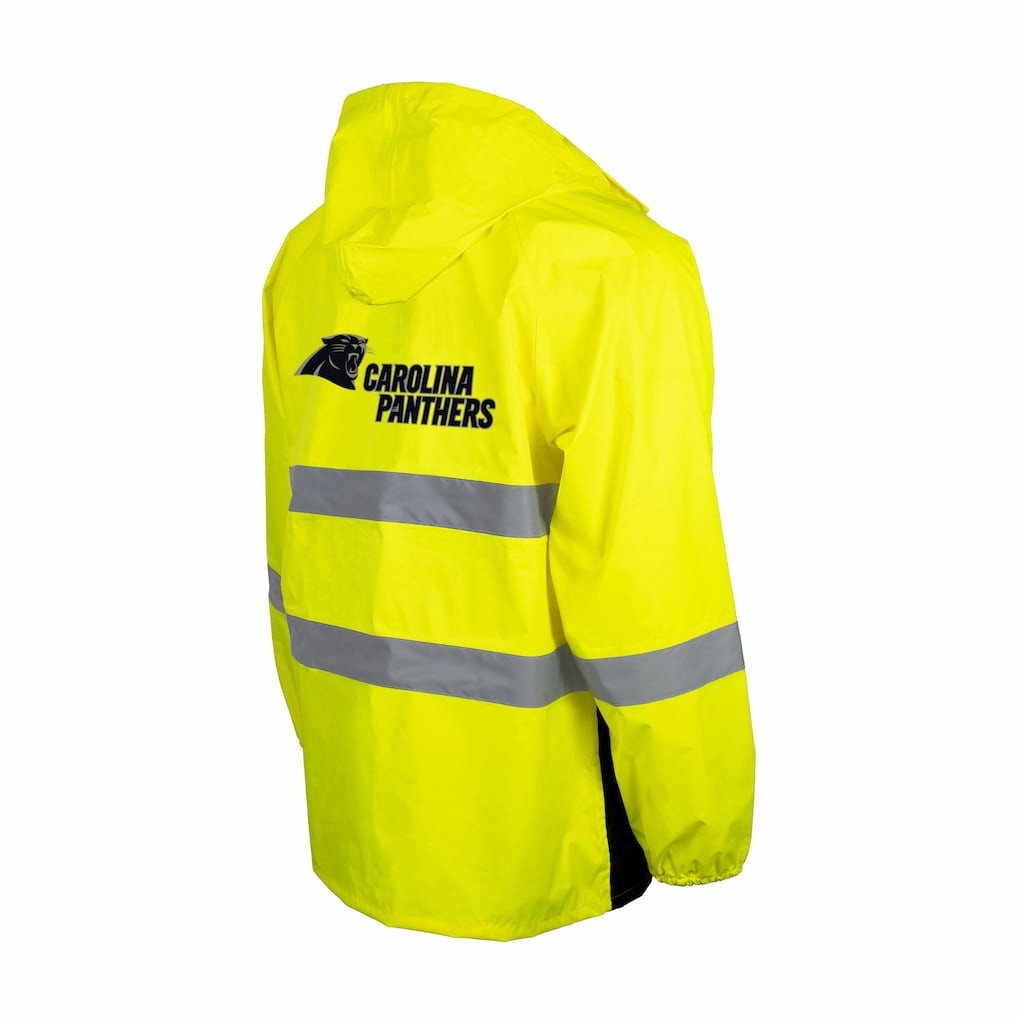 NFL Carolina Panthers Hi-Vis Safety Waterproof Rainshell Full-Zip Hooded Jacket
