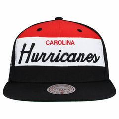 Carolina Hurricanes Mitchell & Ness Retro Script Colorblock Snapback Hat