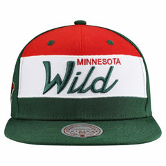 Minnesota Wild Mitchell & Ness Retro Script Colorblock Snapback Hat