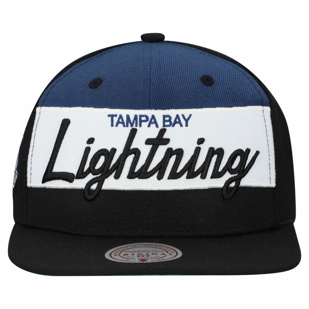 Tampa Bay Lightning Mitchell & Ness Retro Script Colorblock Snapback Hat