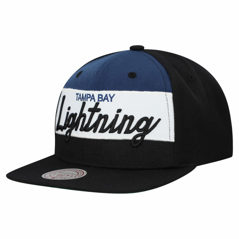 Tampa Bay Lightning Mitchell & Ness Retro Script Colorblock Snapback Hat