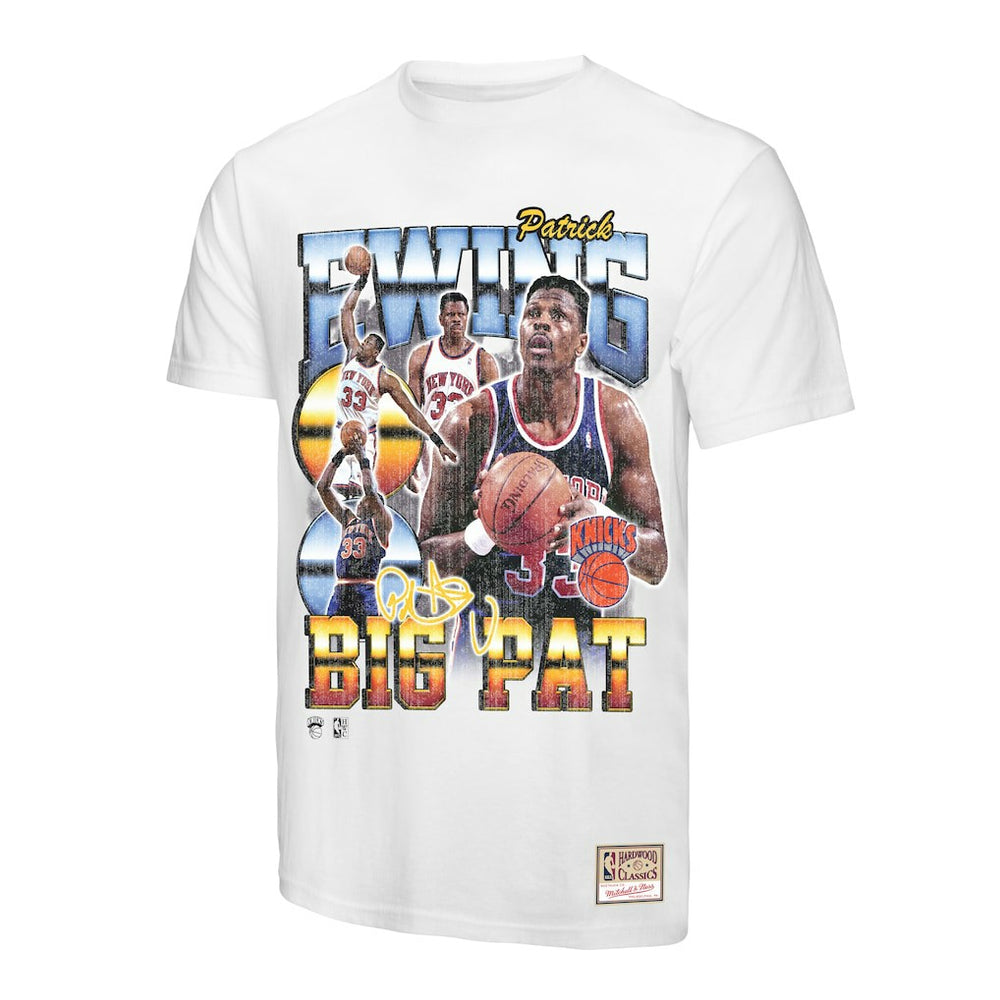 Patrick Ewing New York Knicks Hardwood Classics Commemorative Player Collage T-Shirt - White | Mitchell & Ness discount