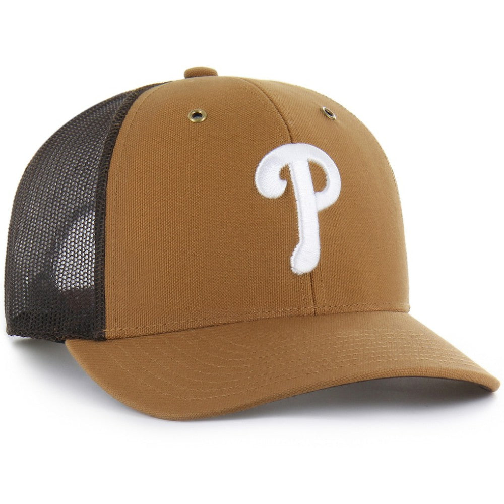 Philadelphia Phillies Carhartt x Trucker Adjustable Hat - Brown | 47 brand
