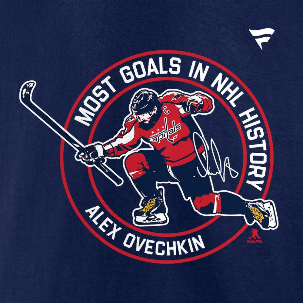 Alexander Ovechkin Washington Capitals Fanatics NHL All-Time Leading Goal Scorer Badges Long Sleeve T-Shirt