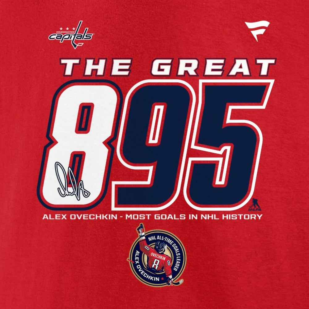 Alexander Ovechkin Washington Capitals Fanatics NHL All-Time Leading Goal Scorer The Great 895 T-Shirt