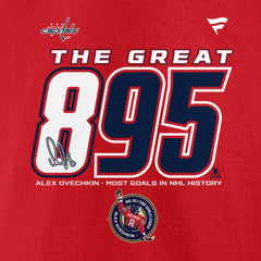 Alexander Ovechkin Washington Capitals Fanatics NHL All-Time Leading Goal Scorer The Great 895 T-Shirt