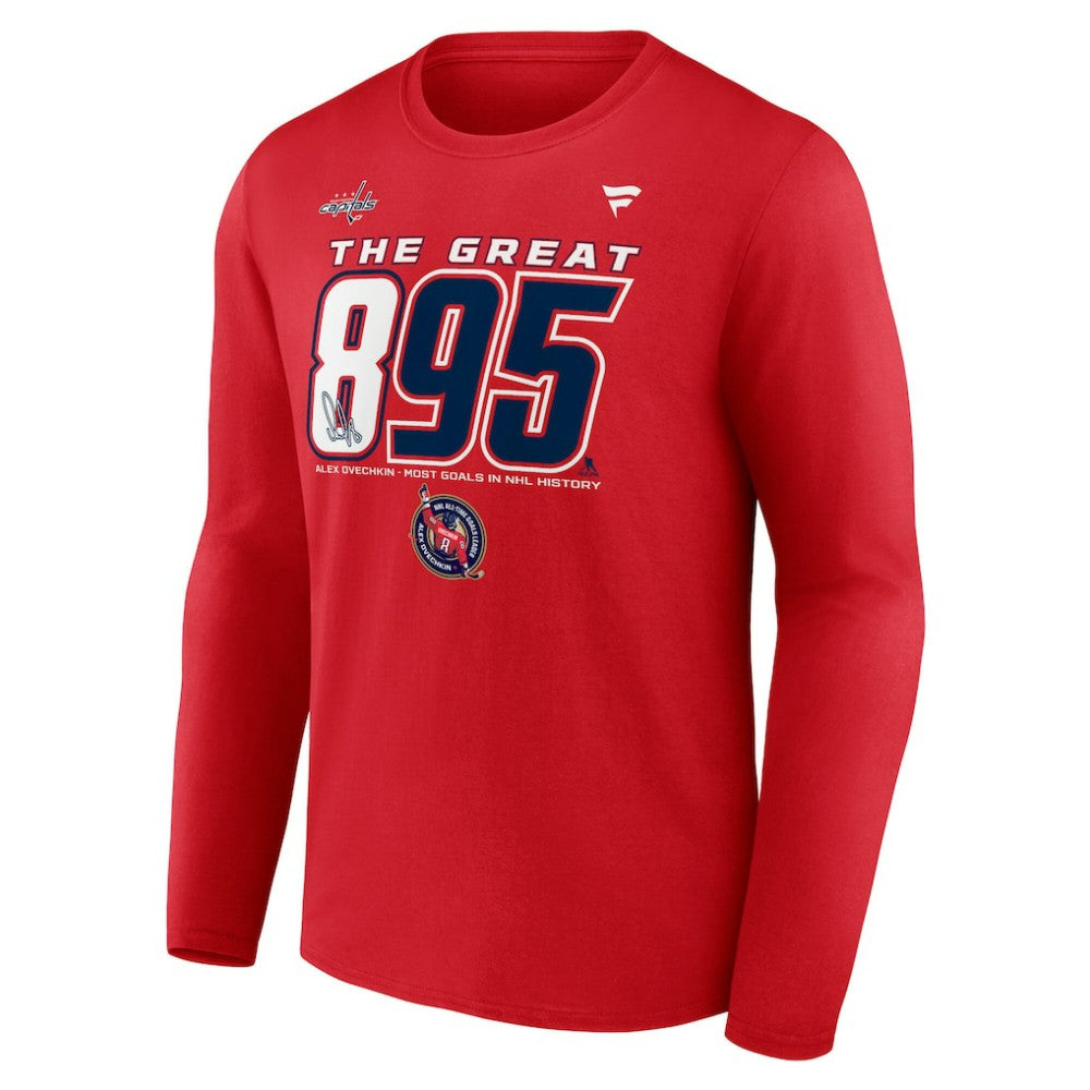 Alexander Ovechkin Washington Capitals Fanatics NHL All-Time Leading Goal Scorer The Great 895 Long Sleeve T-Shirt