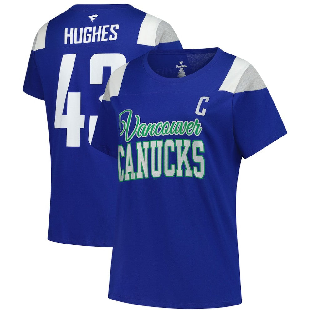 Quinn Hughes Vancouver Canucks Fanatics Women's Plus Size Name & Number Scoop Neck T-Shirt