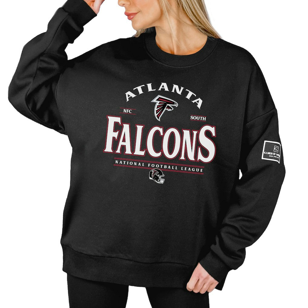 NFL Atlanta Falcons Gameday Couture Women's Oversized Players Only Black Label Pullover Sweatshirt