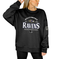 NFL Baltimore Ravens Gameday Couture Women's Oversized Players Only Black Label Pullover Sweatshirt