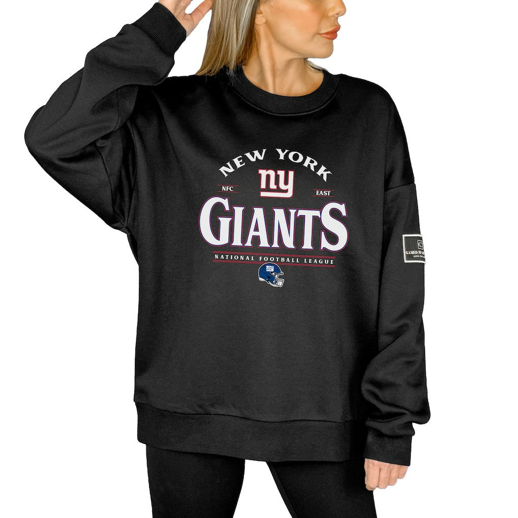 NFL New York Giants Gameday Couture Women's Oversized Players Only Black Label Pullover Sweatshirt