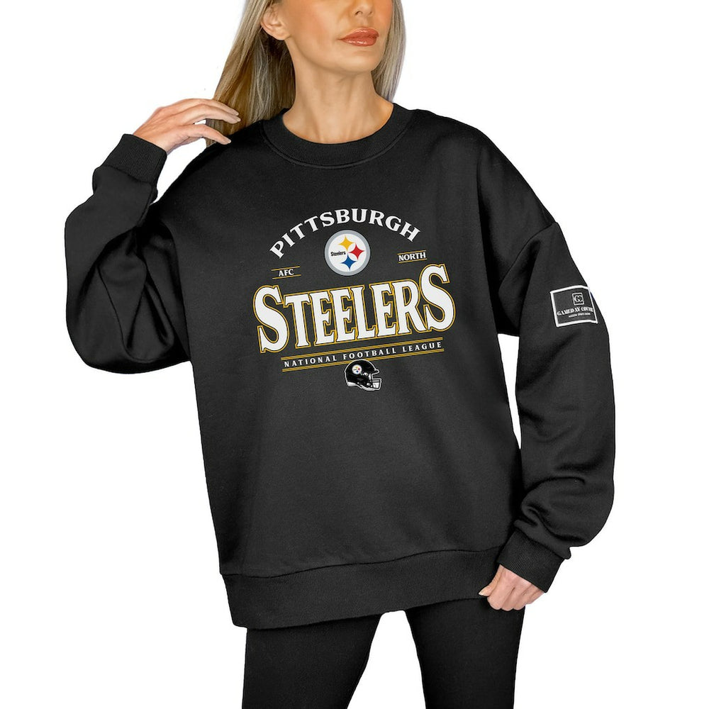 NFL Pittsburgh Steelers Gameday Couture Women's Oversized Players Only Black Label Pullover Sweatshirt