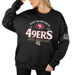 NFL San Francisco 49ers Gameday Couture Women's Oversized Players Only Black Label Pullover Sweatshirt