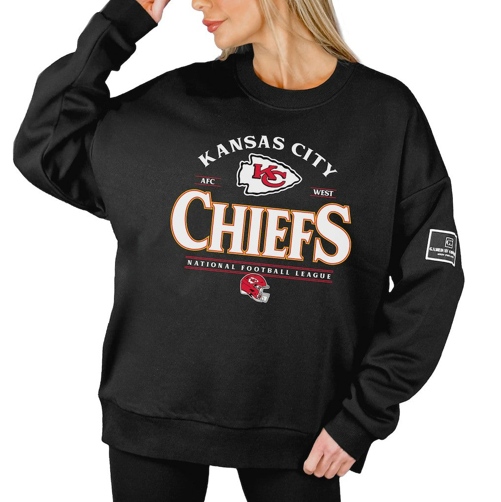 NFL Kansas City Chiefs Gameday Couture Women's Oversized Players Only Black Label Pullover Sweatshirt