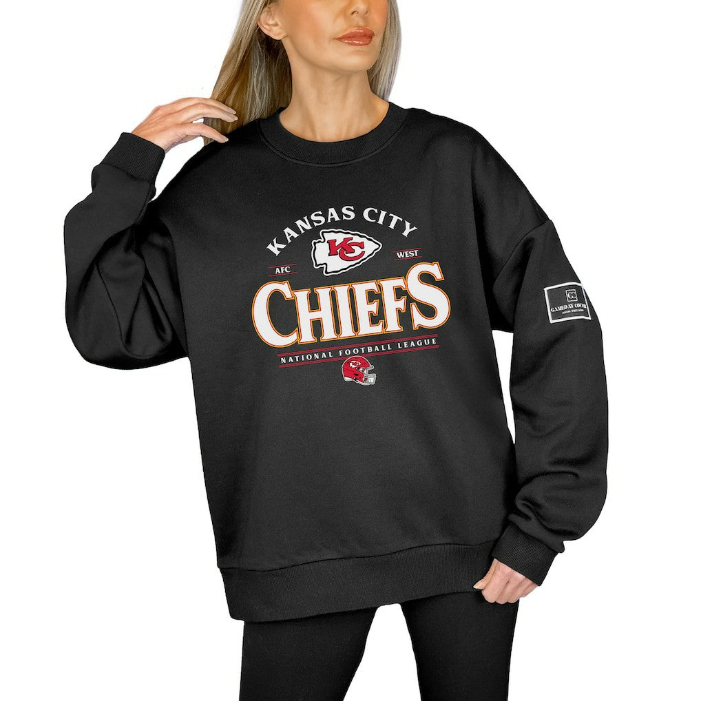 NFL Kansas City Chiefs Gameday Couture Women's Oversized Players Only Black Label Pullover Sweatshirt