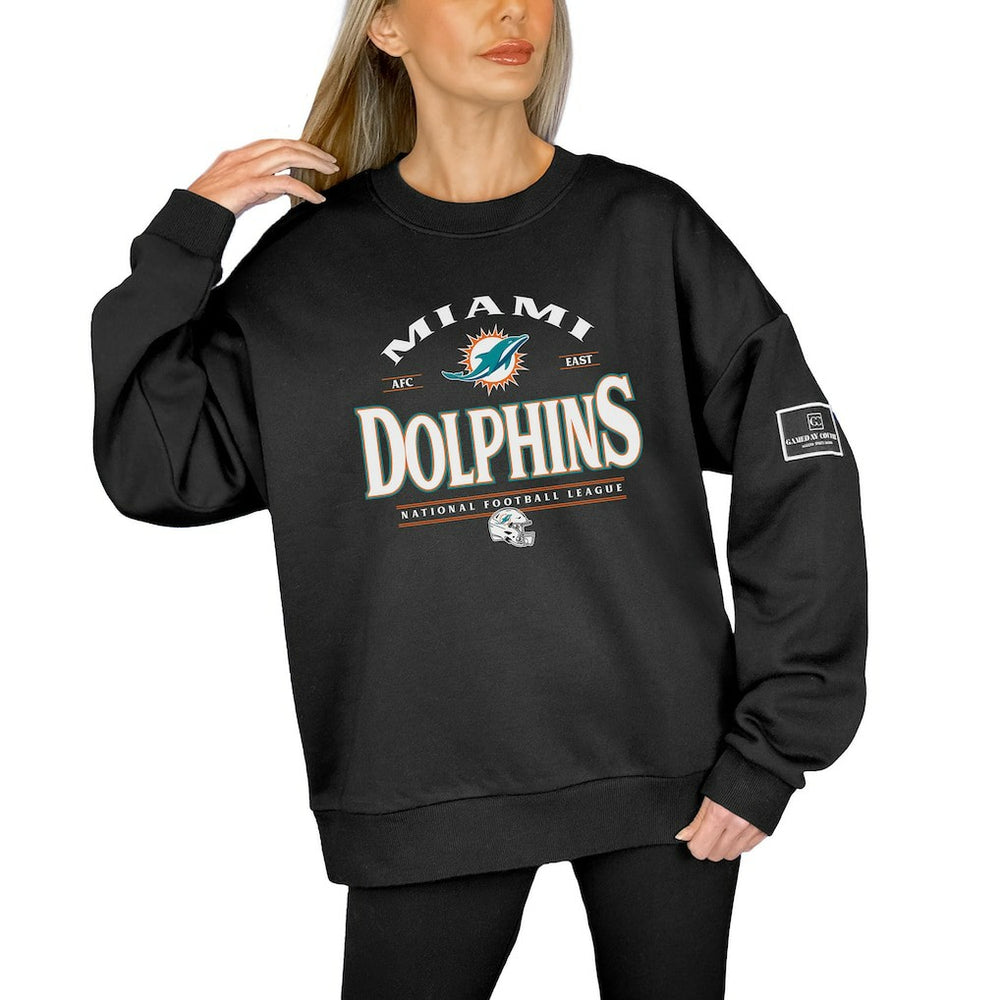 NFL Miami Dolphins Gameday Couture Women's Oversized Players Only Black Label Pullover Sweatshirt