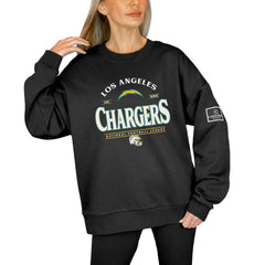 NFL Los Angeles Chargers Gameday Couture Women's Oversized Players Only Black Label Pullover Sweatshirt