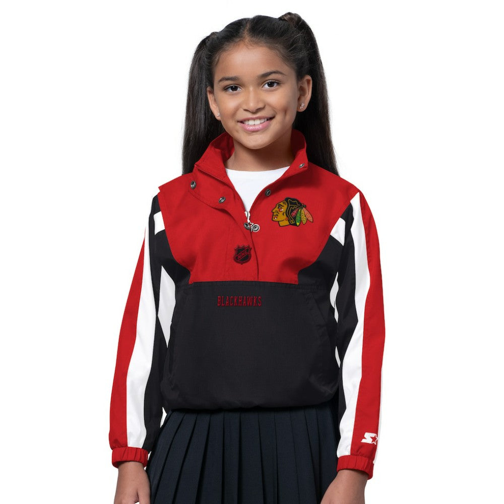Chicago Blackhawks Starter Girls Key Player Half Zip Jacket
