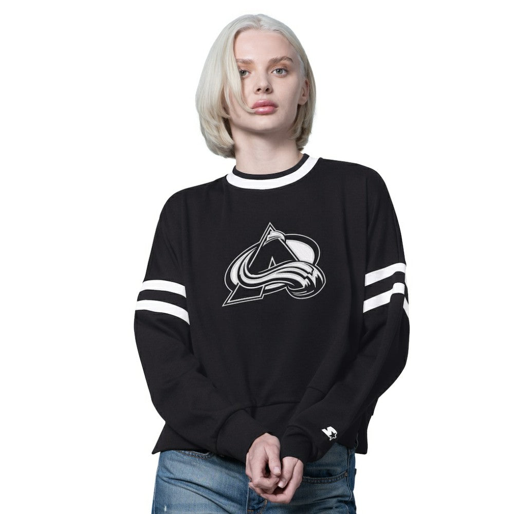 Colorado Avalanche Starter Women's Rally Fleece Cropped Sweatshirt