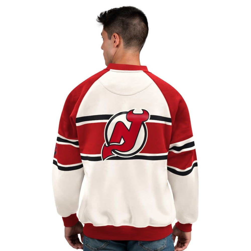 New Jersey Devils Starter Male Adult Defense Fleece Crewneck Sweatshirt