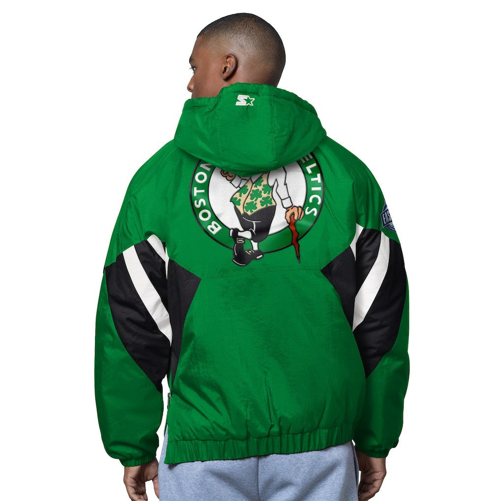 Boston Celtics Starter The Line Up Oxford Crinkle Half-Zip Hooded Jacket - Green cheap