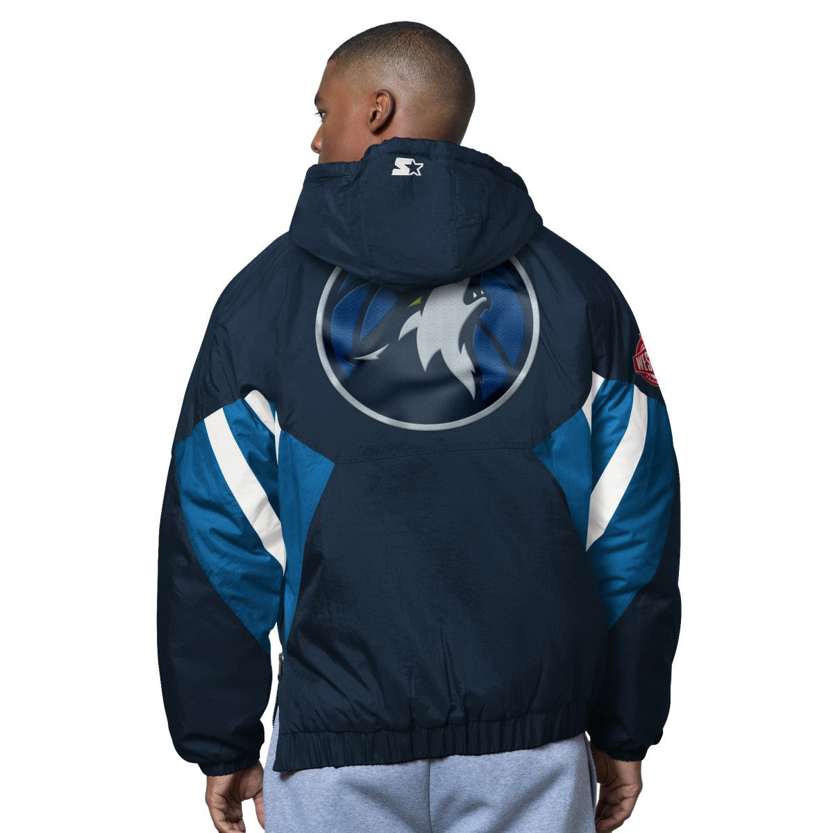 Minnesota Timberwolves Starter The Line Up Oxford Crinkle Half-Zip Hooded Jacket - Blue online