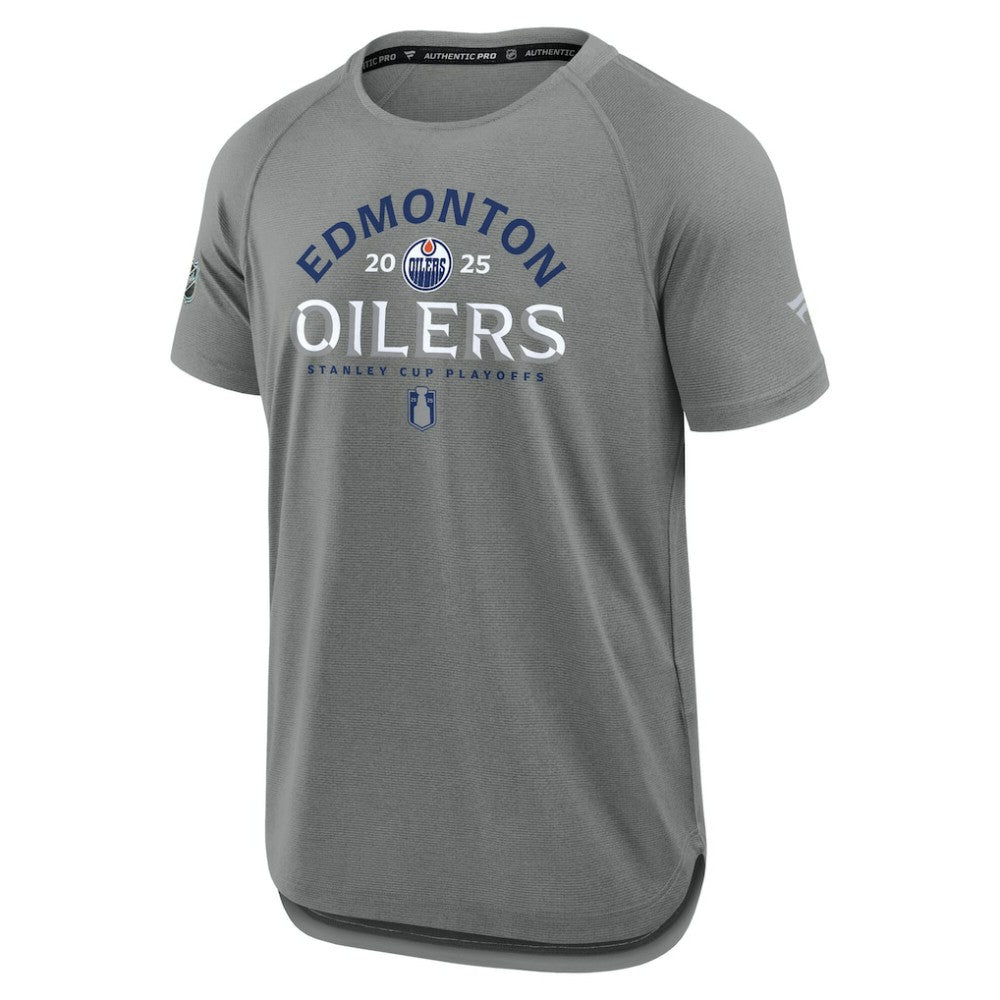 Edmonton Oilers Fanatics 2025 Stanley Cup Playoffs Authentic Pro Rink Performance T-Shirt
