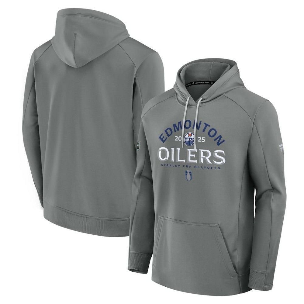 Edmonton Oilers Fanatics 2025 Stanley Cup Playoffs Authentic Pro Rink Fly Fleece Pullover Hoodie