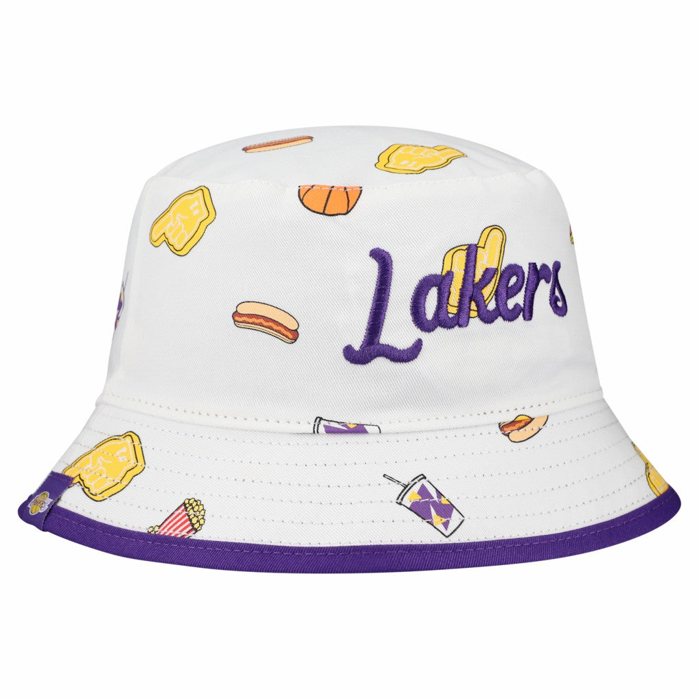Los Angeles Lakers Team Cheer Reversible Bucket Hat - White | New Era discount