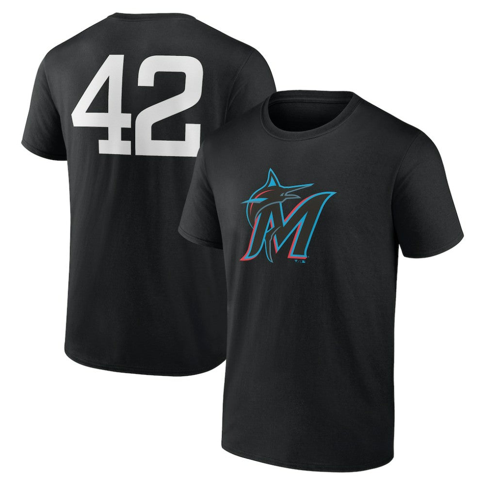 Miami Marlins Jackie Robinson Day Name & Number T-Shirt - Black