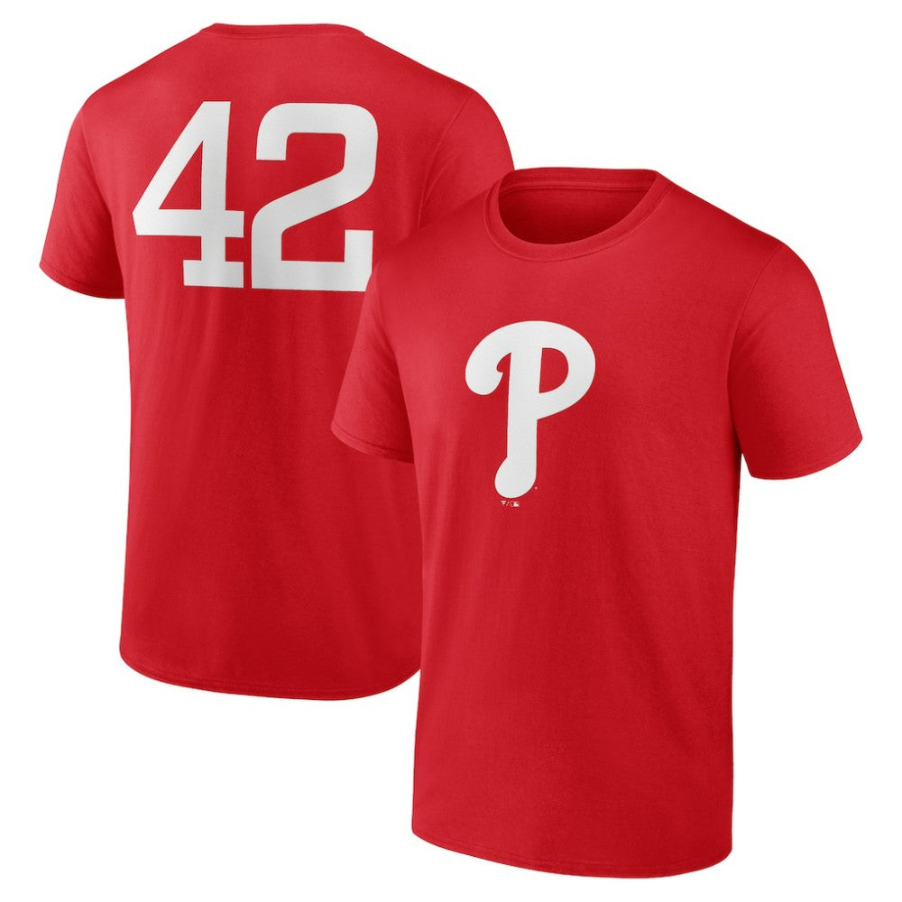 Philadelphia Phillies Jackie Robinson Day Name & Number T-Shirt - Red