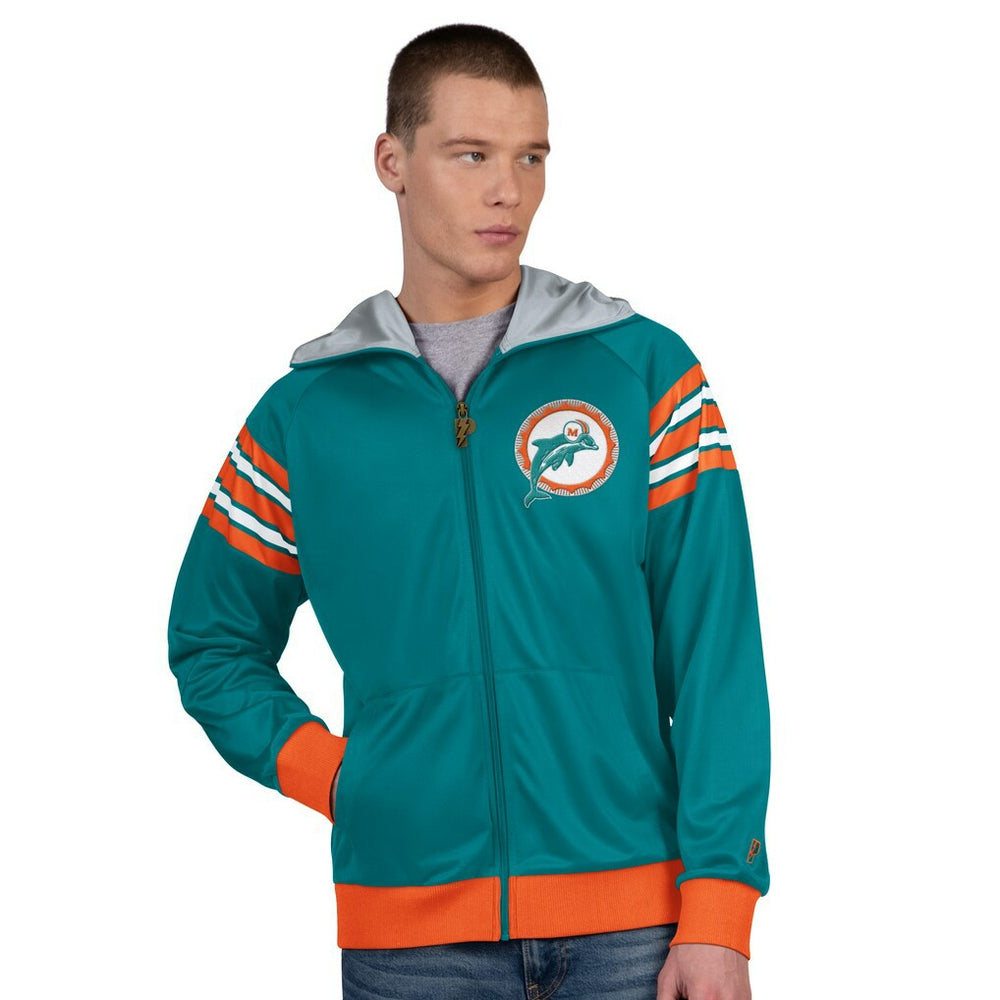 NFL Miami Dolphins Pro Player Retro Helmet Full-Zip Hooded Track Jacket