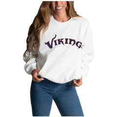 NFL Minnesota Vikings Cuce Women's Chenille Jeweled Sweatshirt