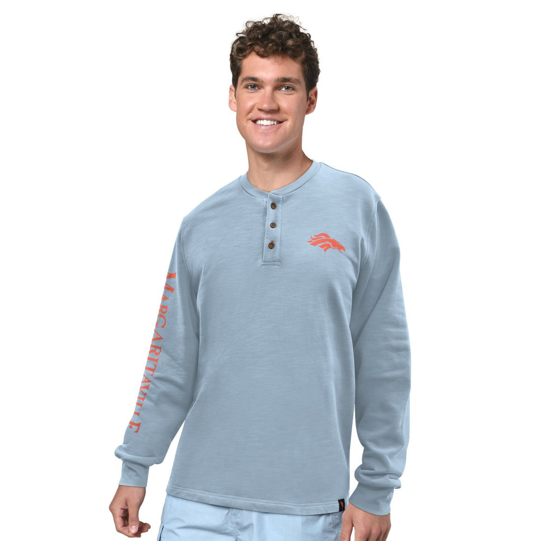 NFL Denver Broncos Margaritaville Five O'Clock Henley Long Sleeve T-Shirt